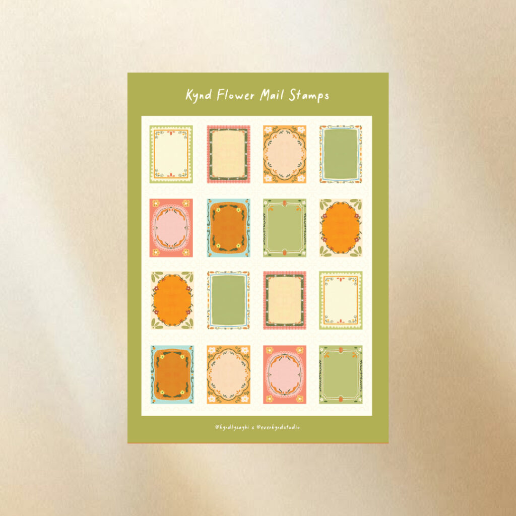 Kynd – Autumn Sticker Sheet – Vintage Stamp (Size A6)